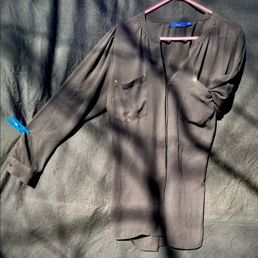 APT 9 black sheer blouse